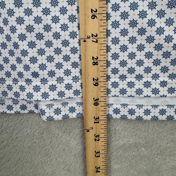 Turtleson Mens XL Polo Shirt Short Sleeve Nautical Helm Print White Golf Casual - Picture 5 of 8